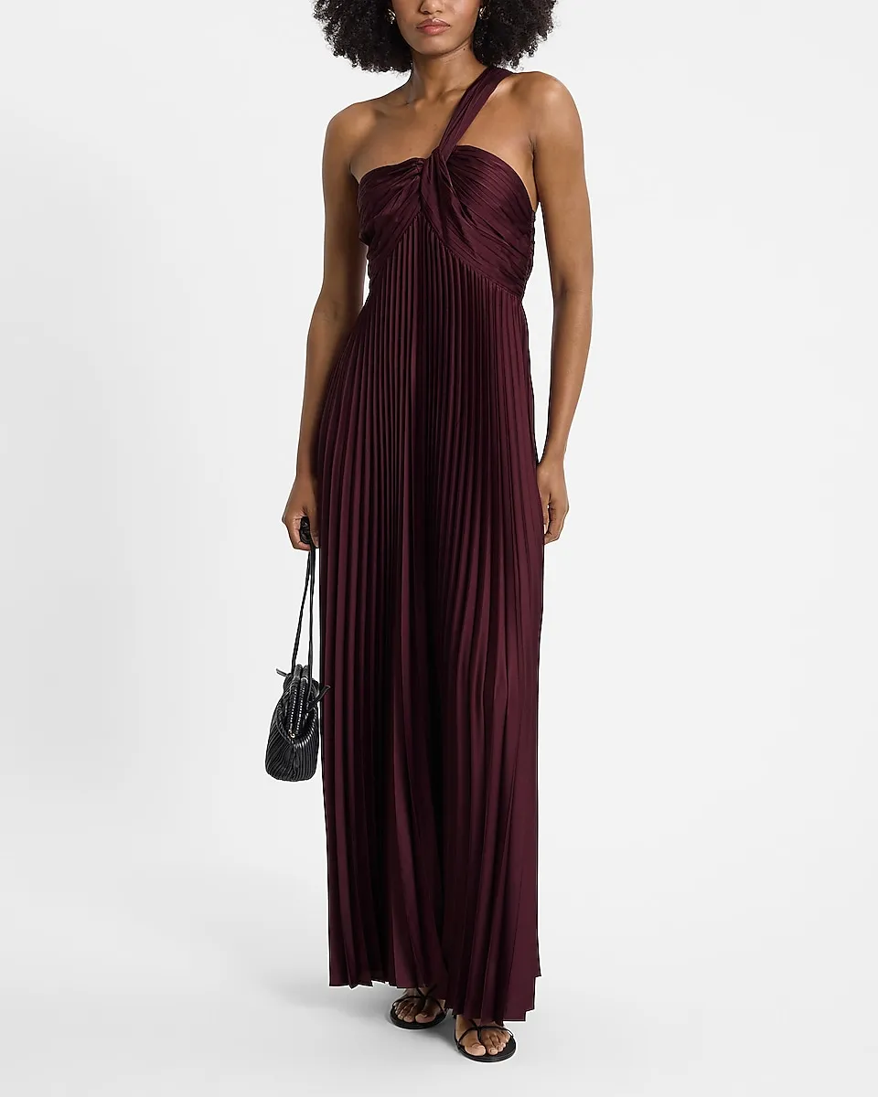 Pleated One Shoulder Maxi Dress