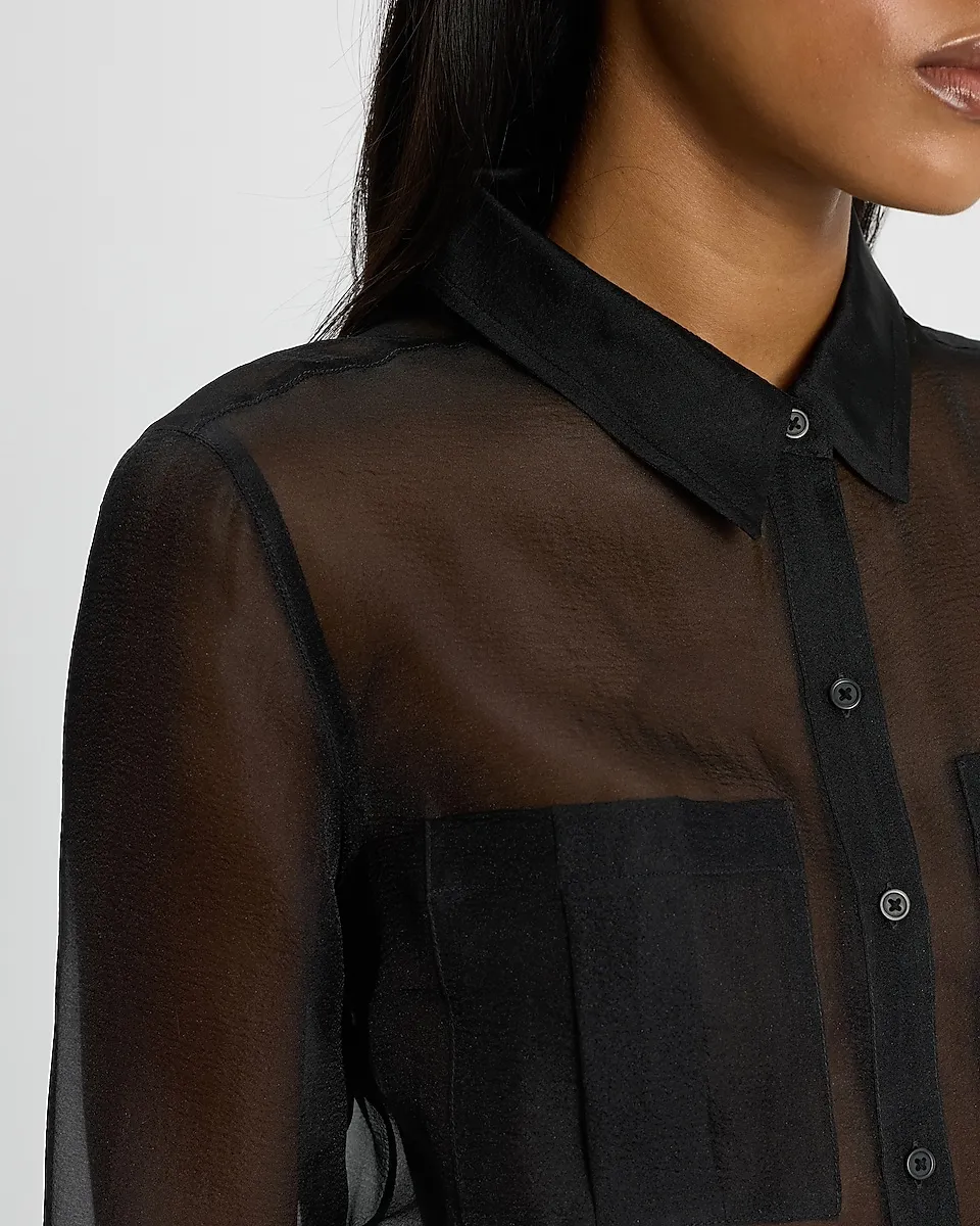 Sheer Double Pocket Relaxed Portofino Shirt