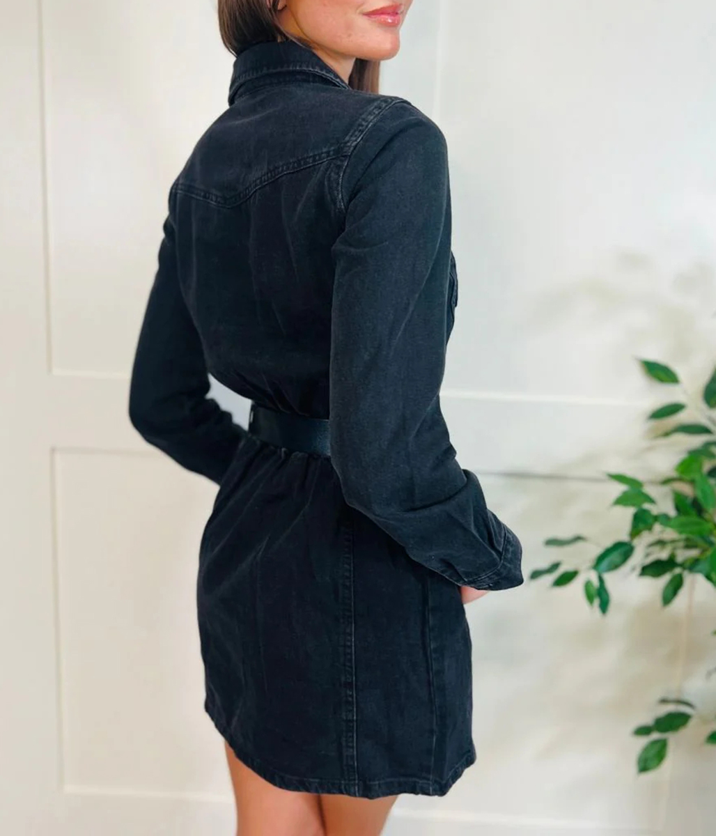 Black Denim Shirt Dress