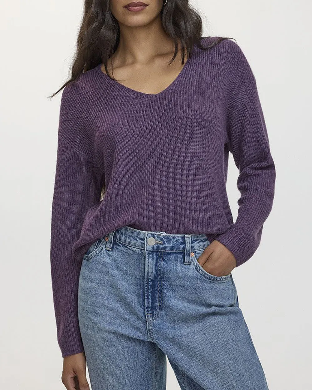 Cashmere-Blend V-Neck Sweater