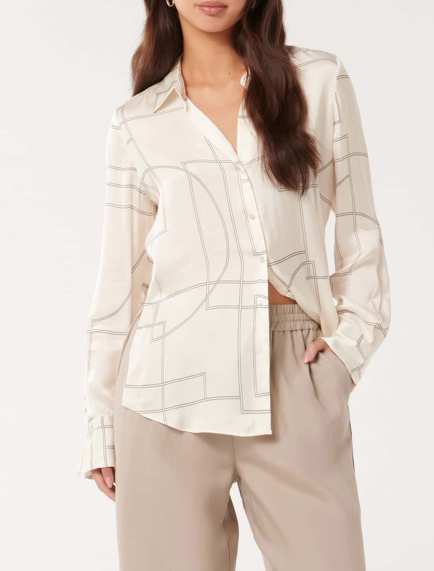 Harvey Notched Neck Satin Shirt