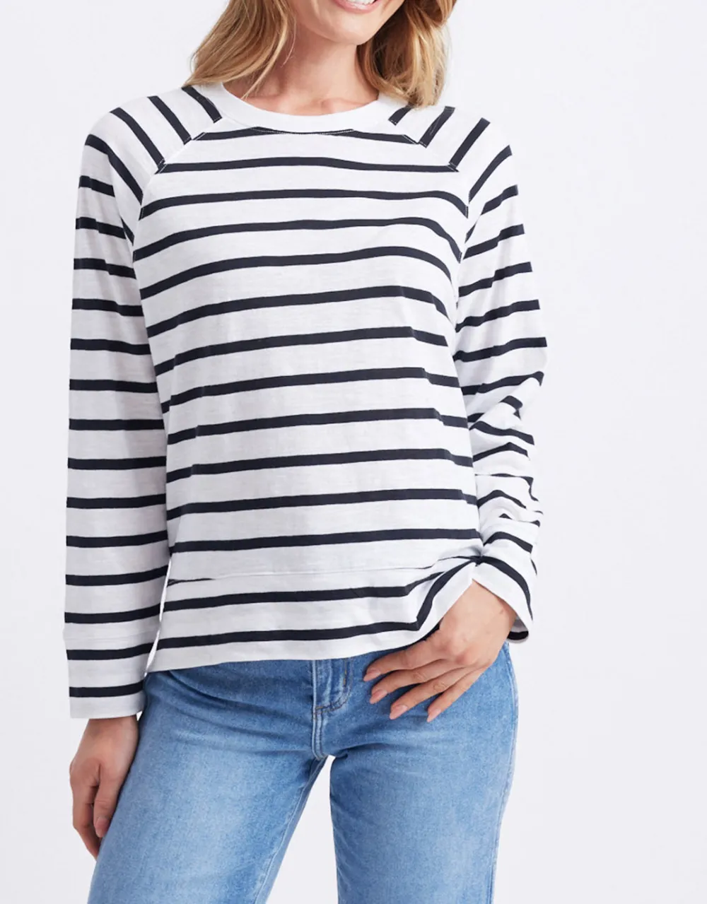 Yasmin Long Sleeve Top - White/Black Stripe