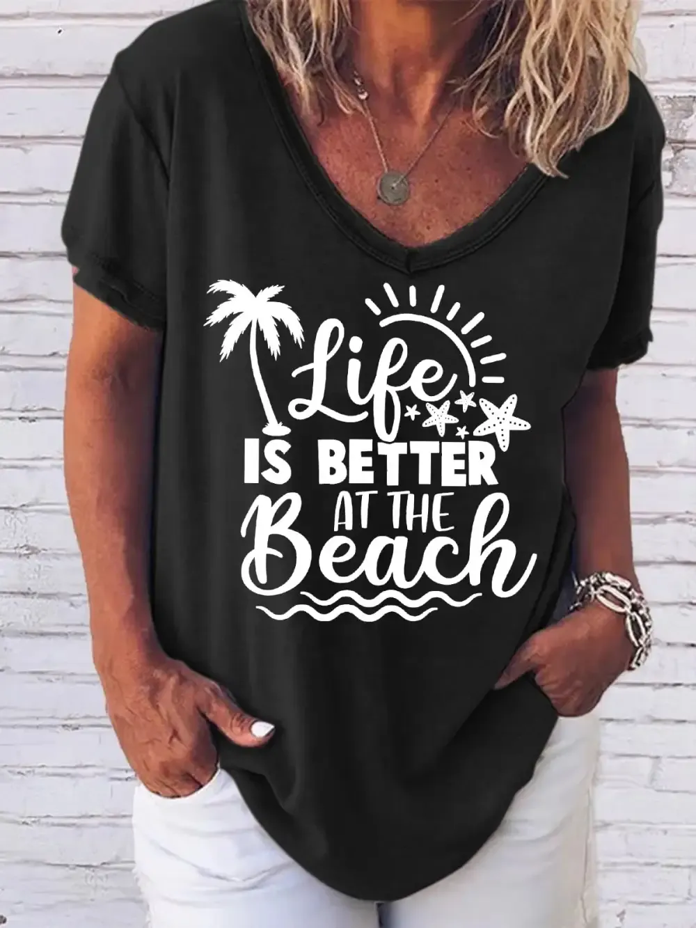 Life Is Better At The Beach V Neck T-Shirt