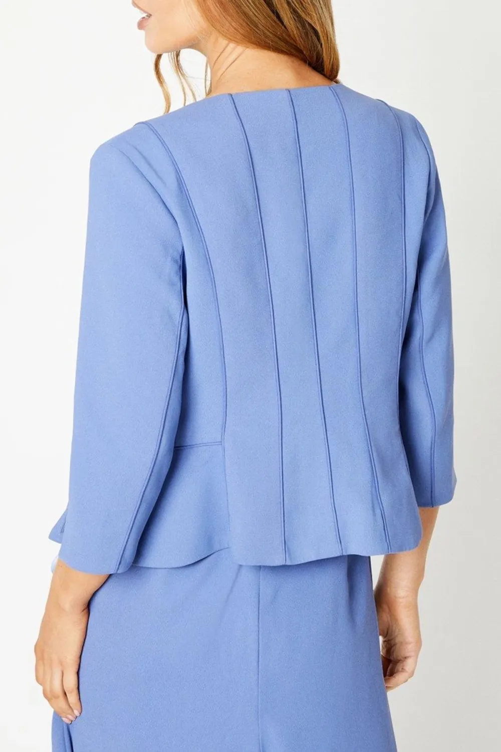 Crepe textured jacket with piping and seams