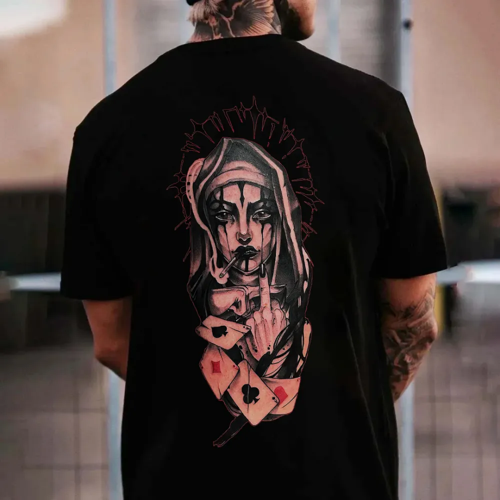 Dark Nun Print Men T-shirts