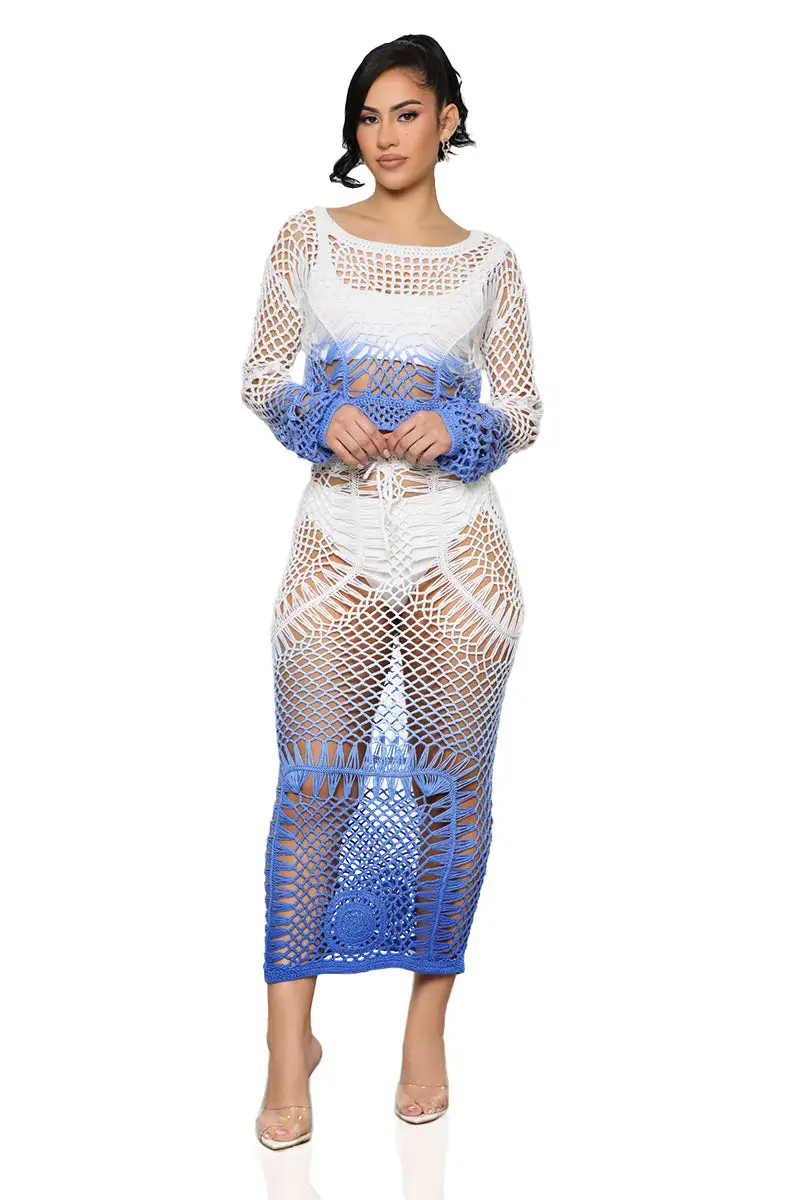 Ombre Crochet Skirt Set  (Blue)- FINAL SALE
