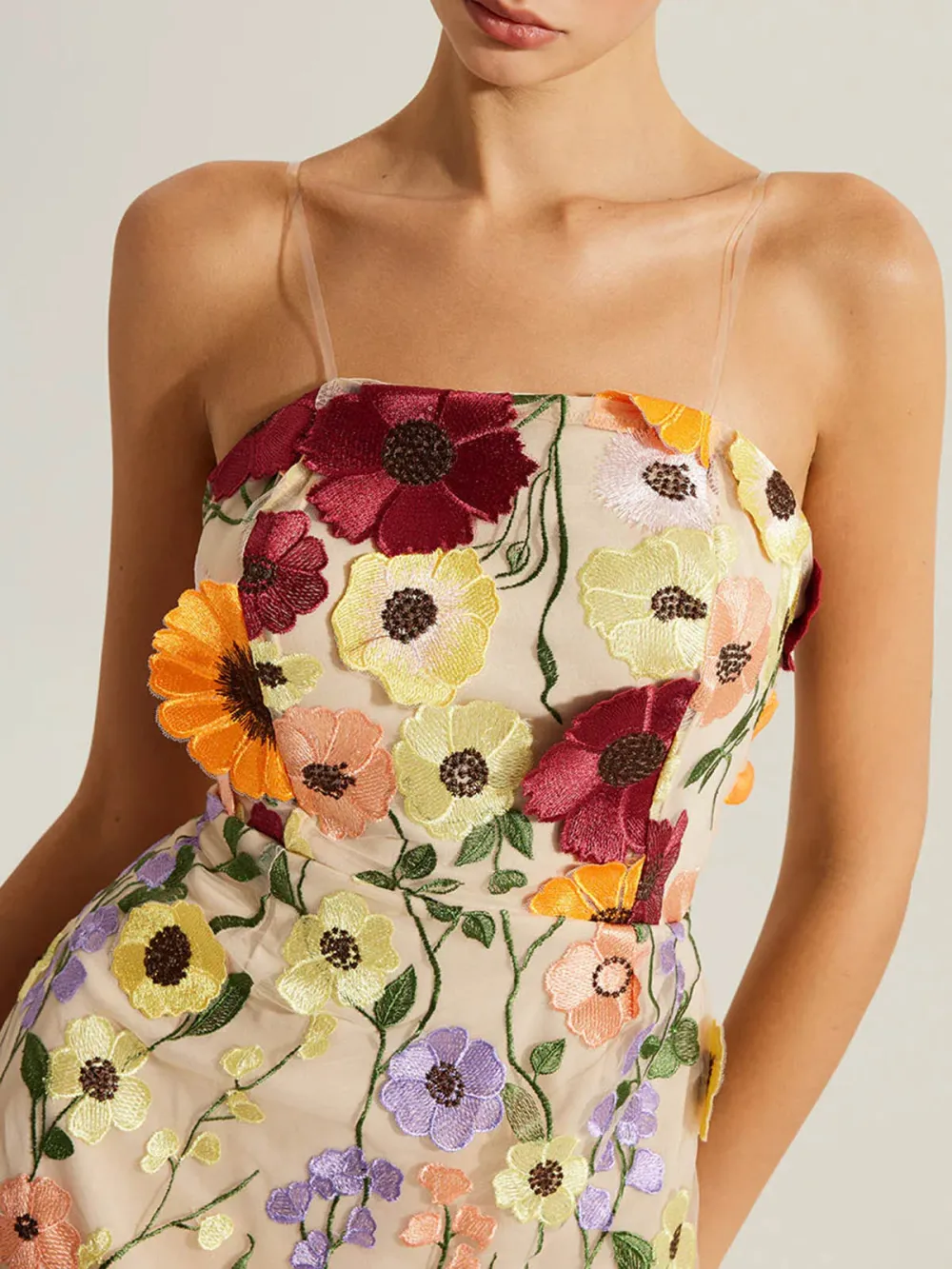 Flower Patched Cami Dress