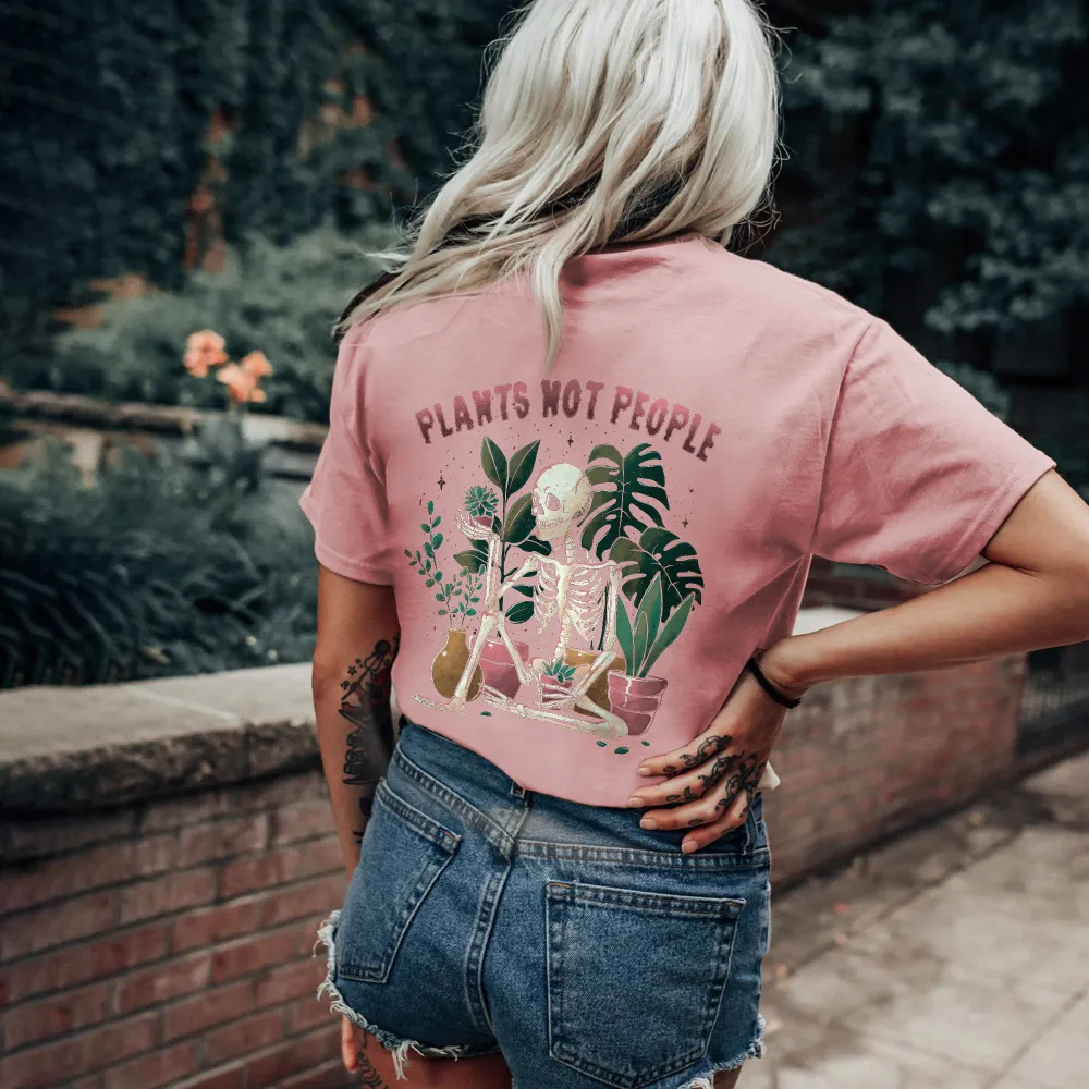 Plants Not People Printed Skeleton T-shirt