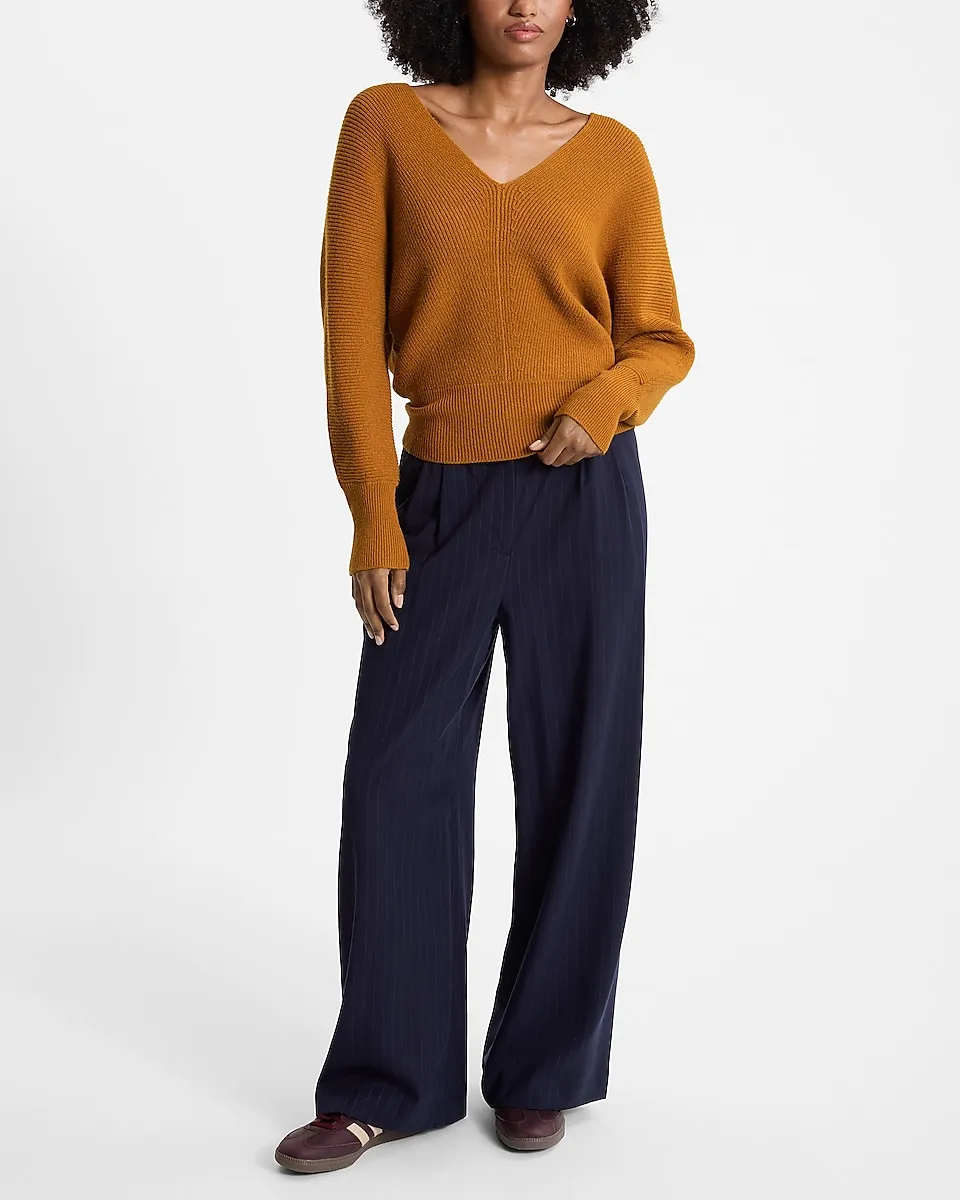 Ribbed V-Neck Banded Bottom SoHo Sweater