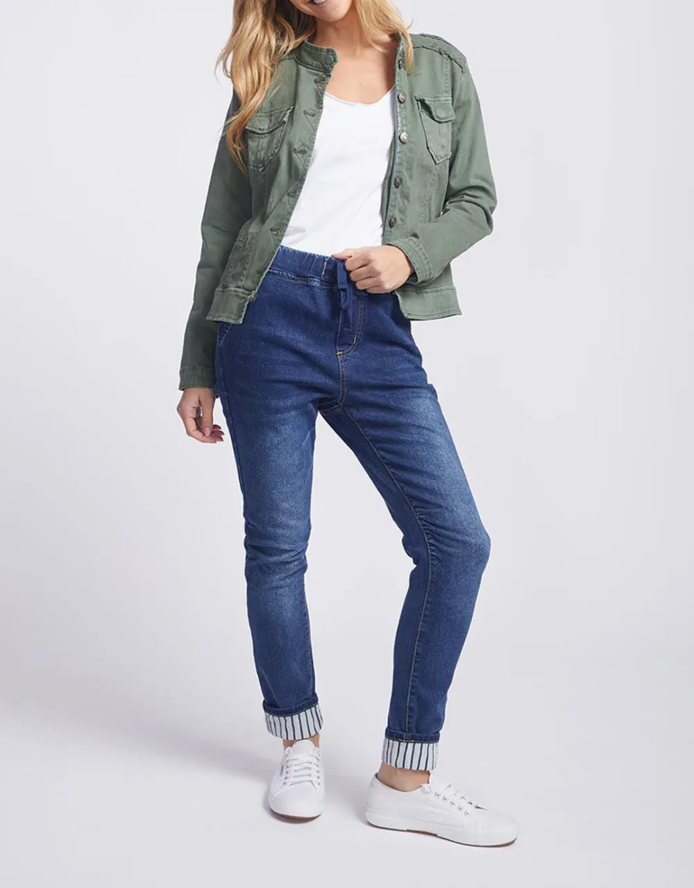 Military Denim Jacket - Khaki