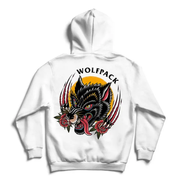 Ferocious Wolf Pack Print Streetwear Fashion Men閳ユ獨 Hoodie
