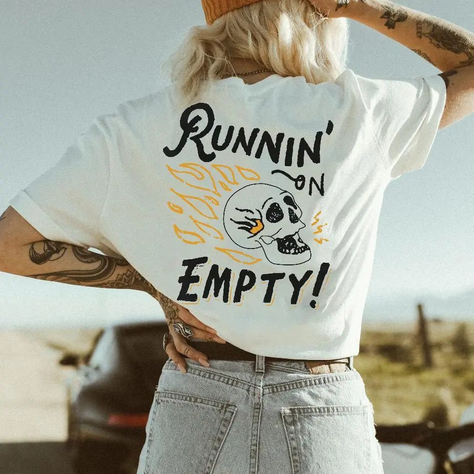 Skull letter print all-match t-shirt