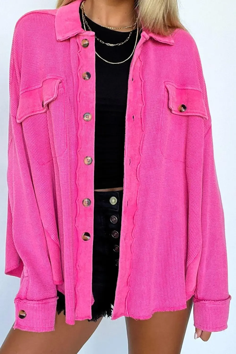 Rose Red Button Fashion Jacket