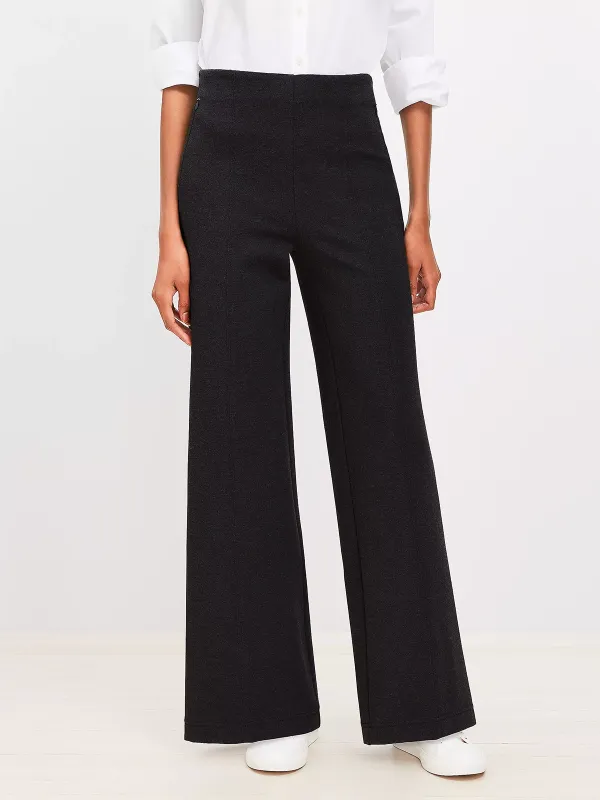 Heathered Ponte Wide Leg Pants