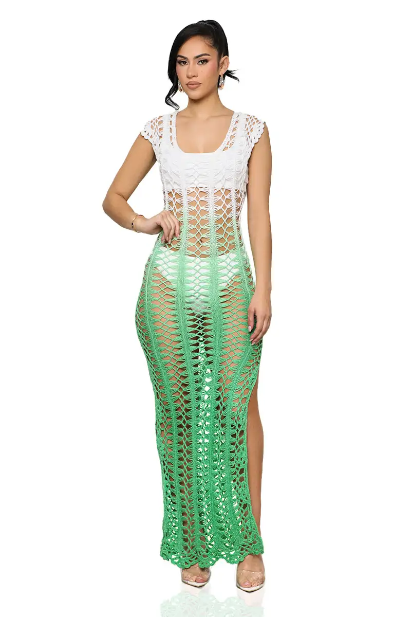 Fade Out Crochet Dress (Green)- FINAL SALE