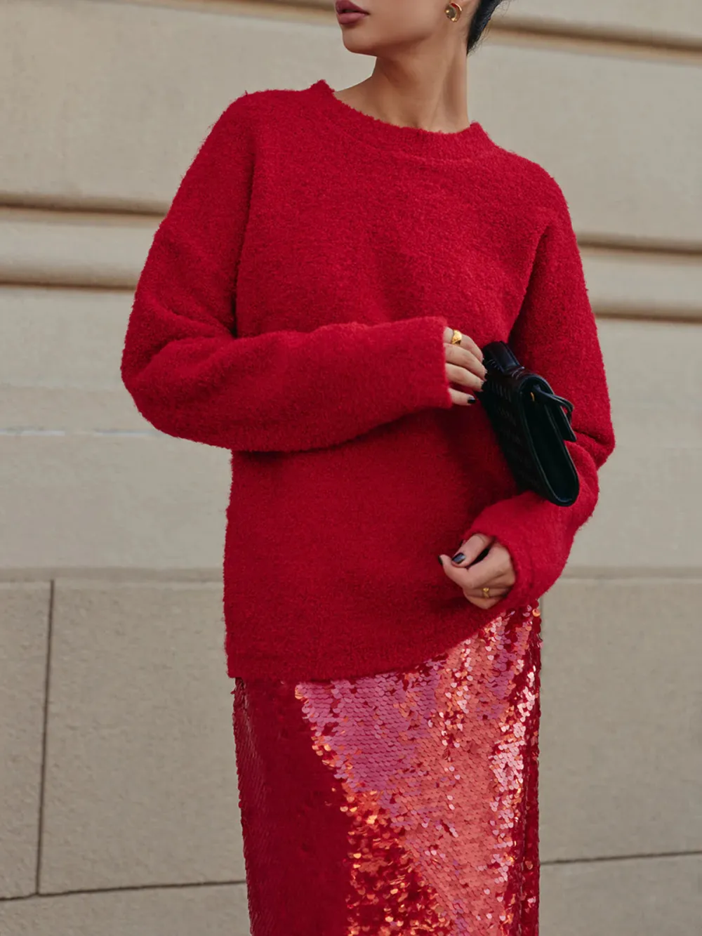 Round Neck Drop Shoulder Sweater