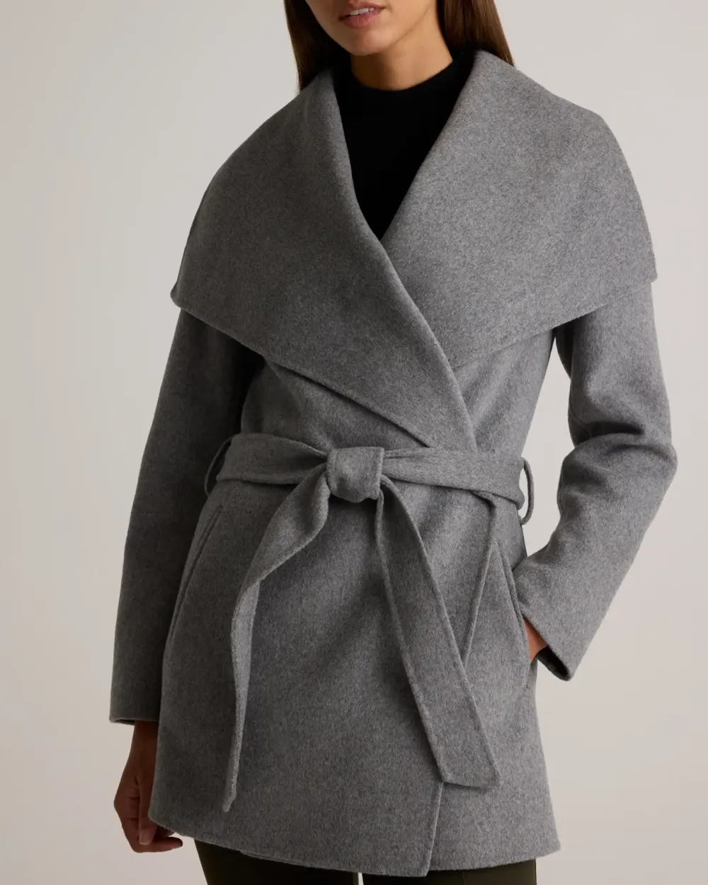 Waterfall Collar Short Wrap Coat