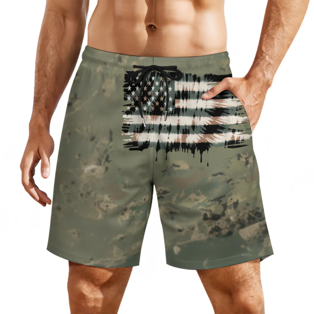 Art Style Gray Tone Flag Camouflage Style Sports Board Shorts