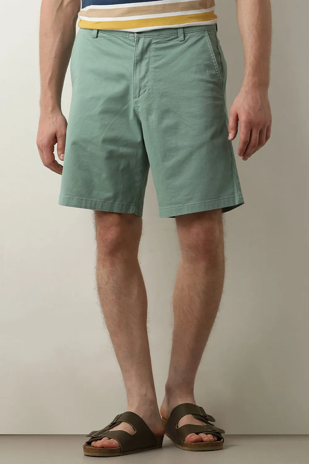 Green Mid Rise Chino Shorts