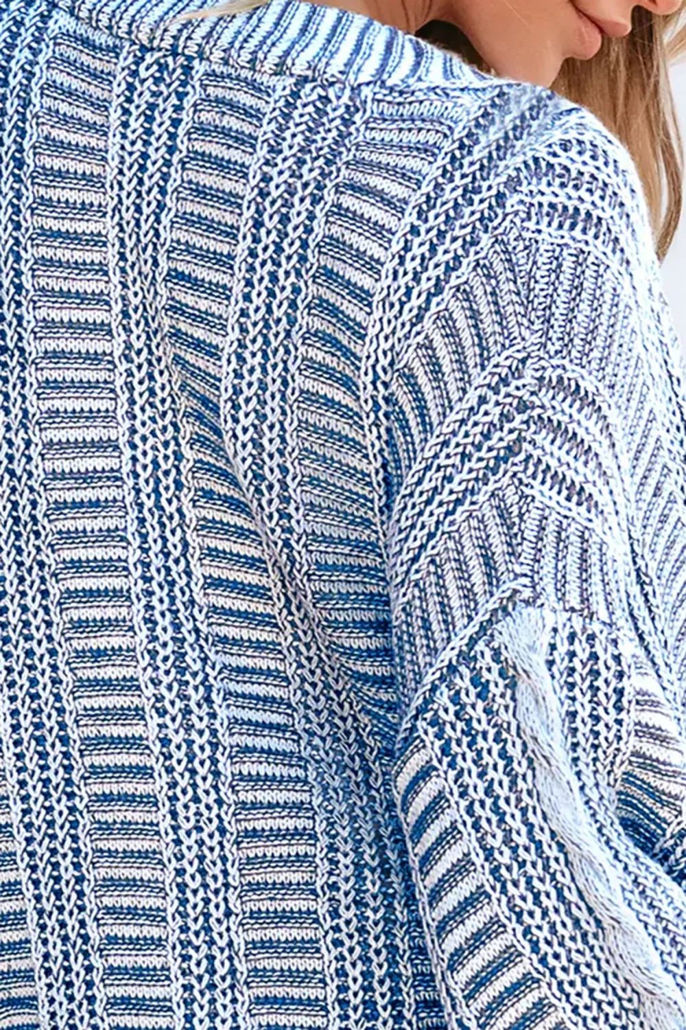 Blue Cable Knit Cardigan