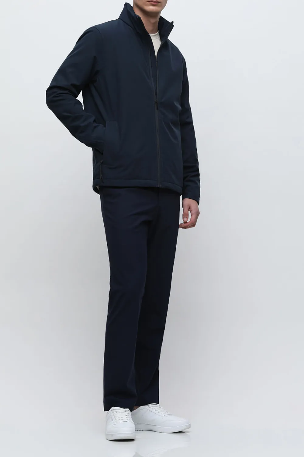 Navy Blue High Neck Padded Jacket