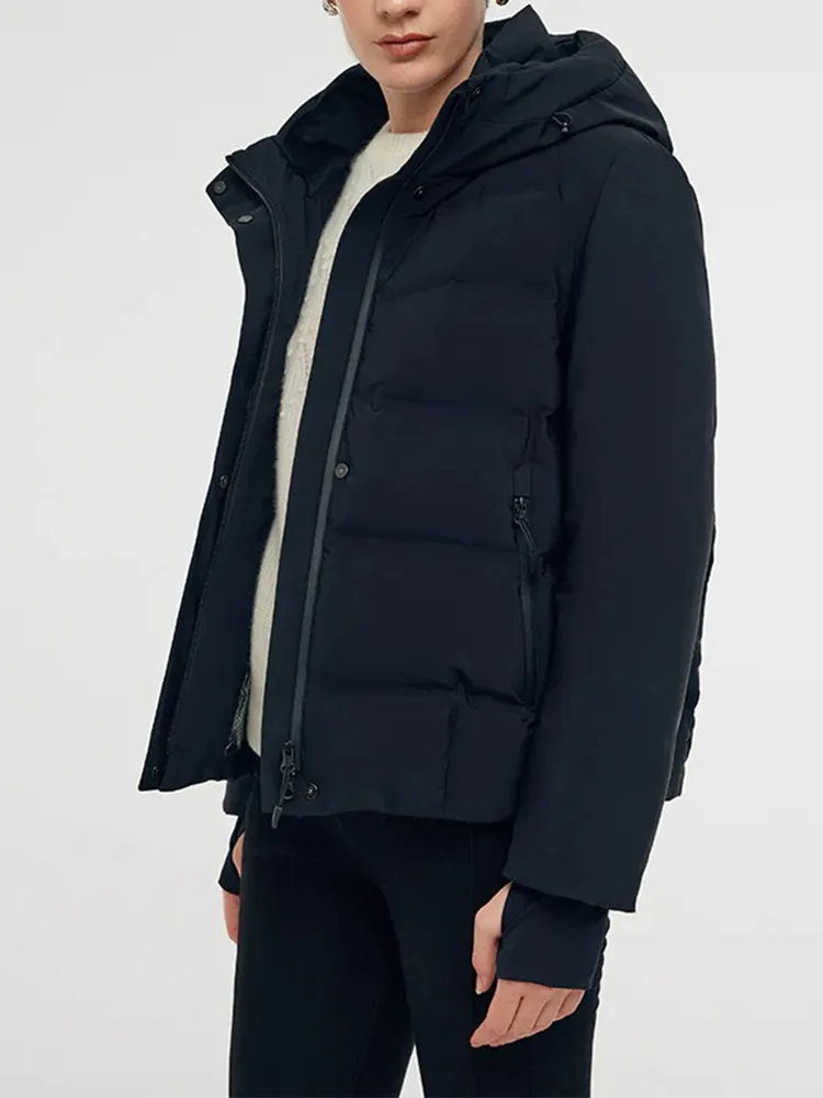 Drawstring Hooded Goose Down Jacket