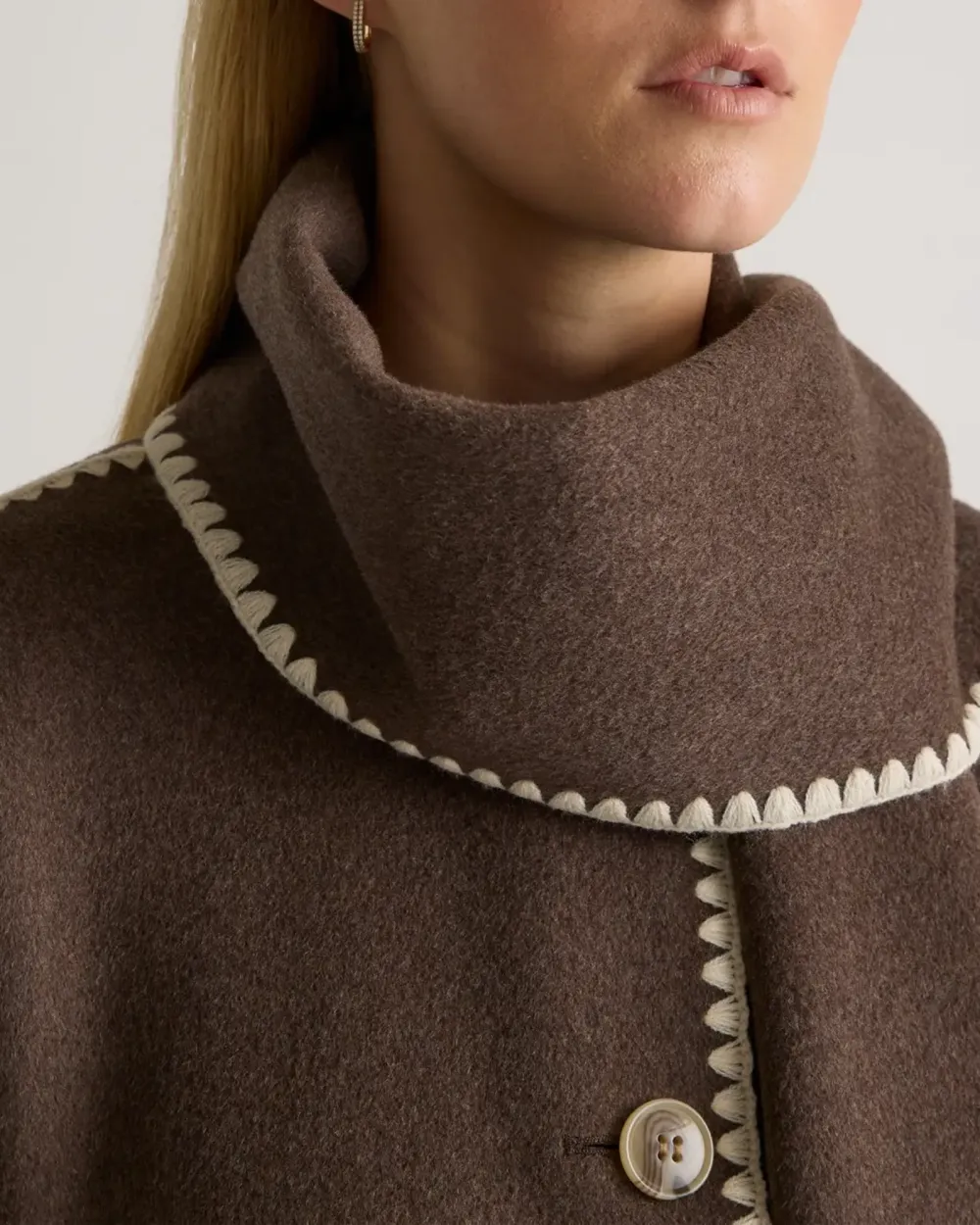 Double-Faced Merino Wool Scarf Coat