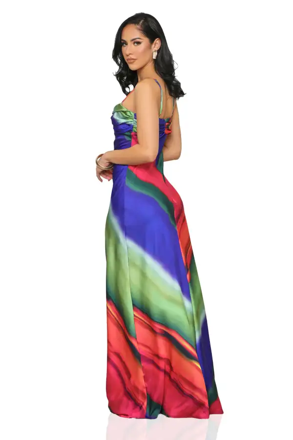 Burst Of Color Maxi Dress (Blue Multi)- FINAL SALE