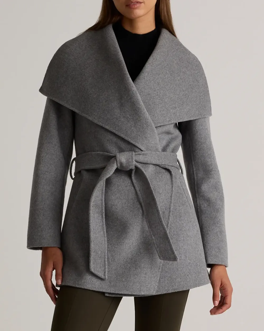 Waterfall Collar Short Wrap Coat