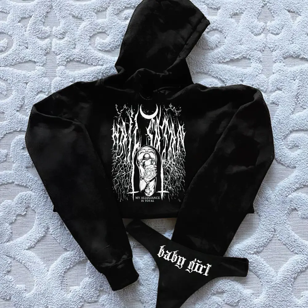 My Allegiance Is Total Printed Women's Cropped Hoodie & Thong Sets
