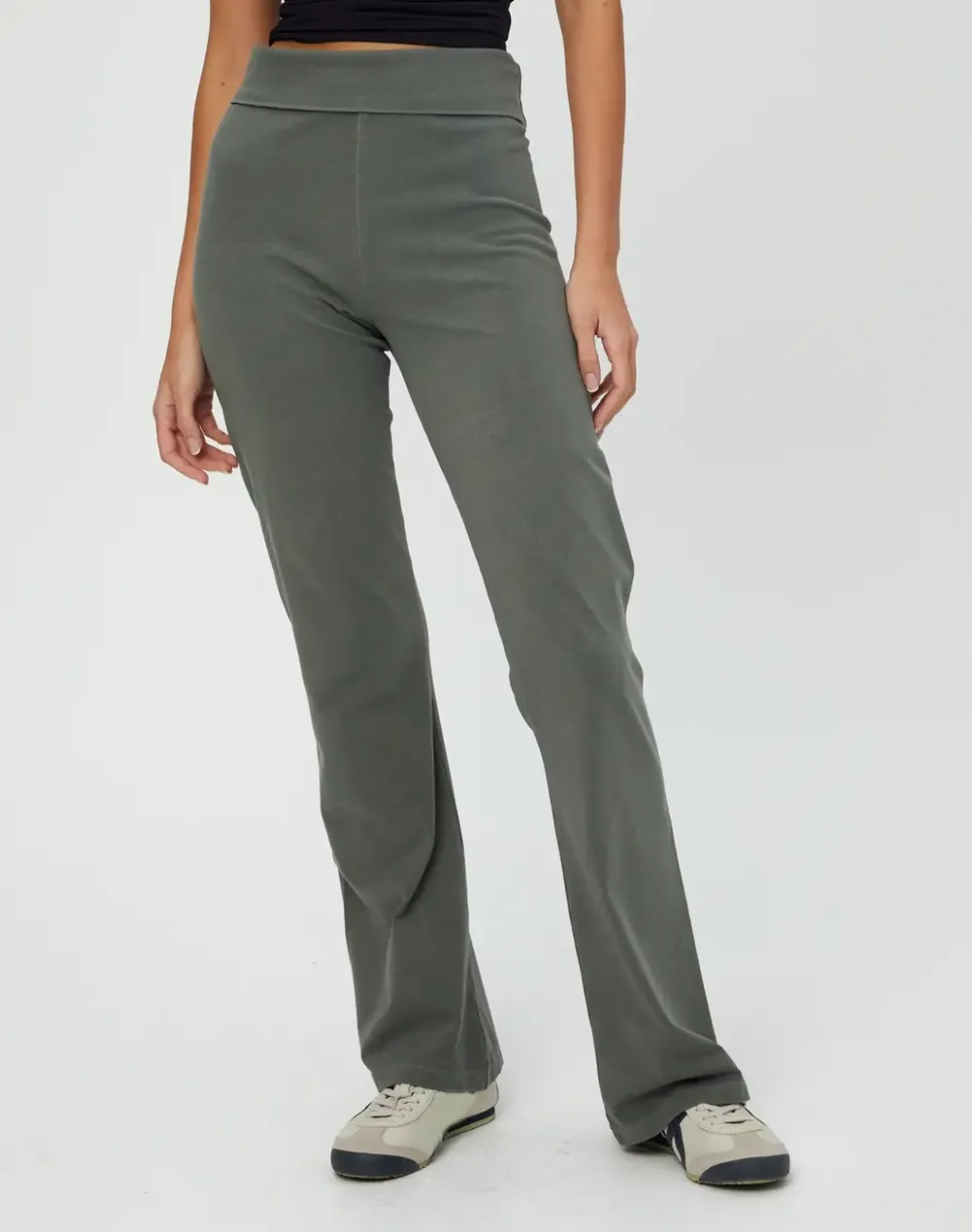 Cotton Foldover Flare Pant