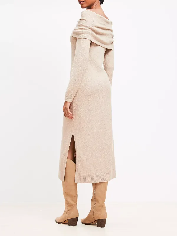 Cozy Off The Shoulder Midi Sweater Dress