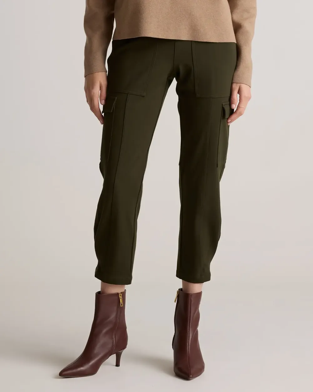 Ultra-Stretch Ponte Tapered Cargo Pants