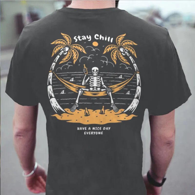Have A Nice Day Skull's On Holiday Printed Men's T-shirt