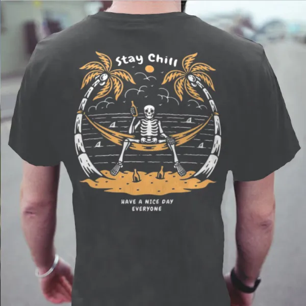 Have A Nice Day Skull's On Holiday Printed Men's T-shirt