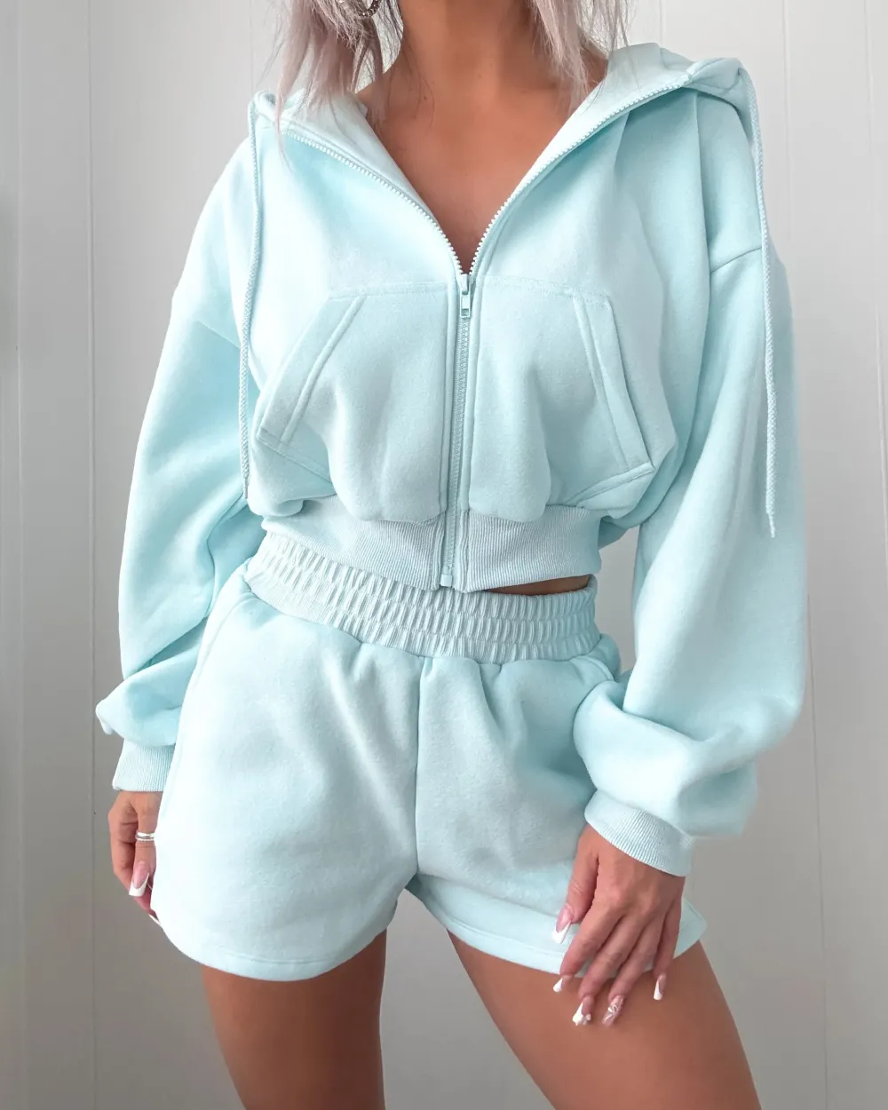 Snuggle Squad Fleece Shorts Set - Baby Blue