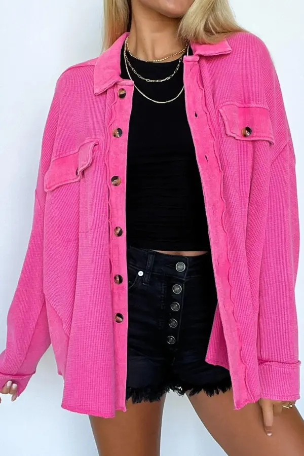 Rose Red Button Fashion Jacket