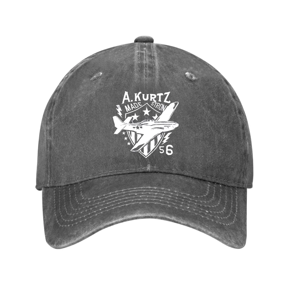 No. 56 Powerful Fighter Washed Denim Peaked Hat
