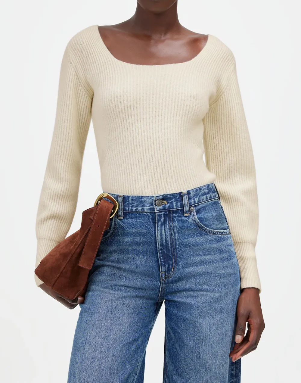 Square-Neck Pullover Sweater