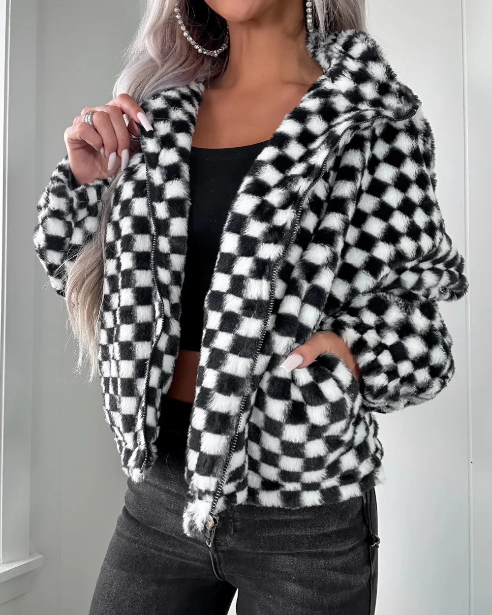 Modern Classic Checkered Jacket - Black