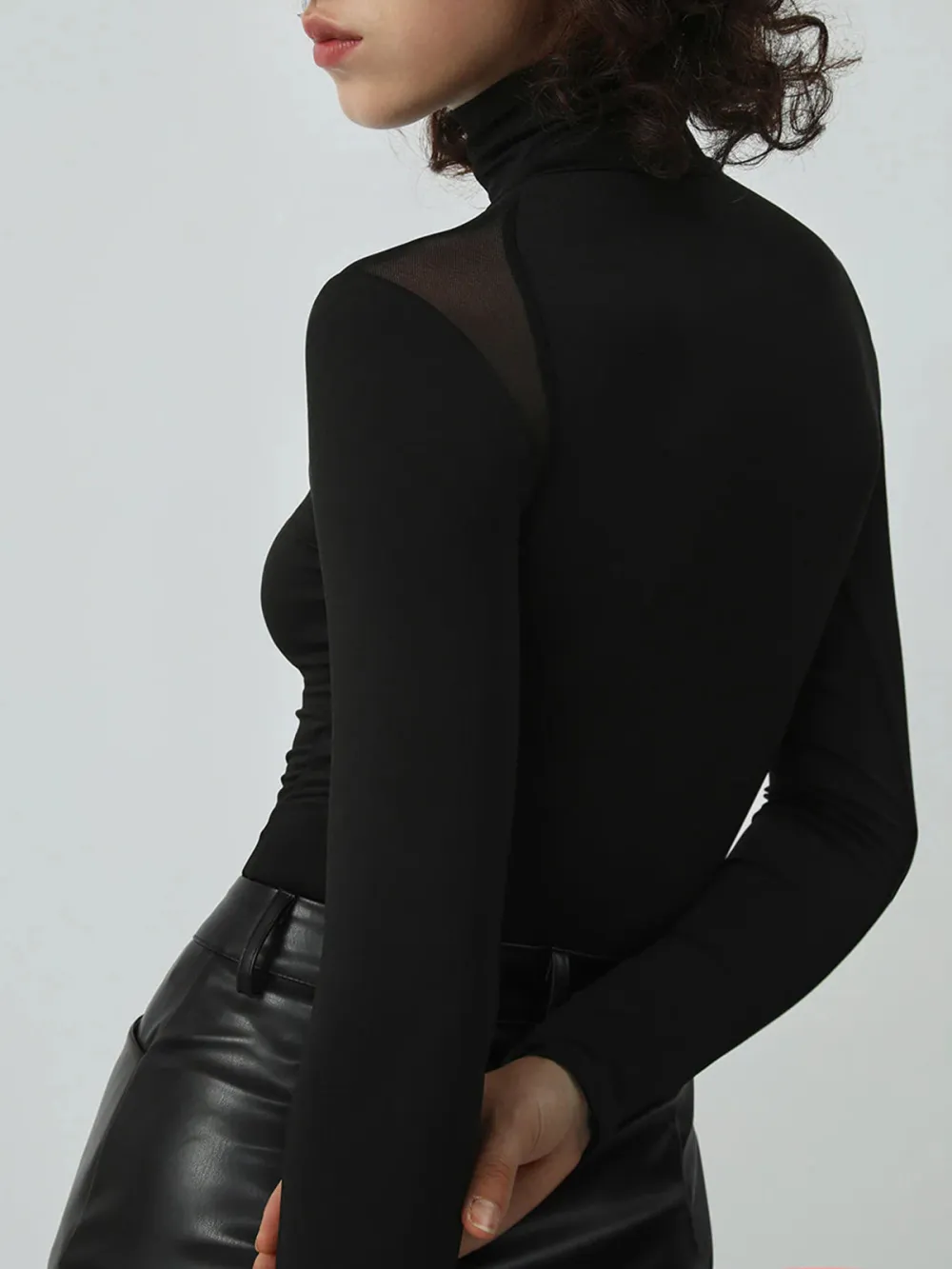 Plain High Neck Long Sleeve Bodysuit