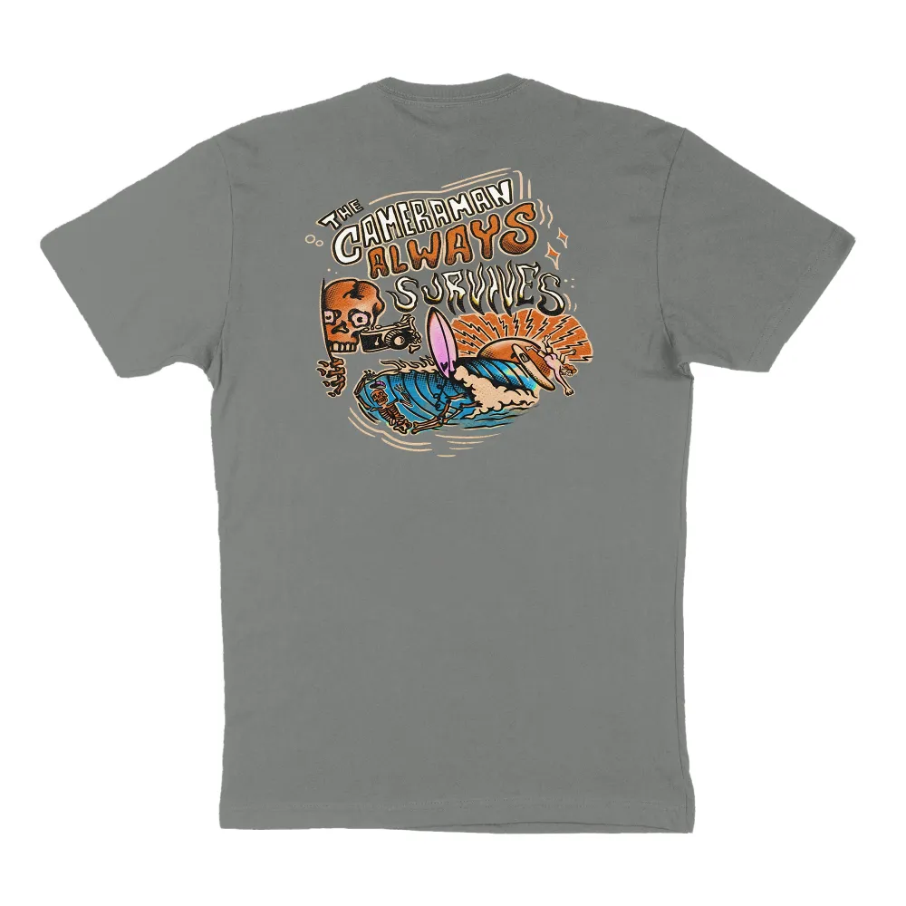 Pure Cotton Photographer T-Shirt With A Round Neck And Casual Short-Sleeved Top