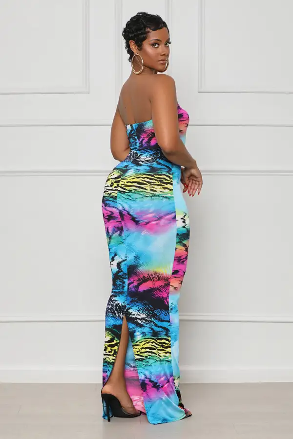 Evening Glow Tube Dress (Blue Multi)-FINAL SALE