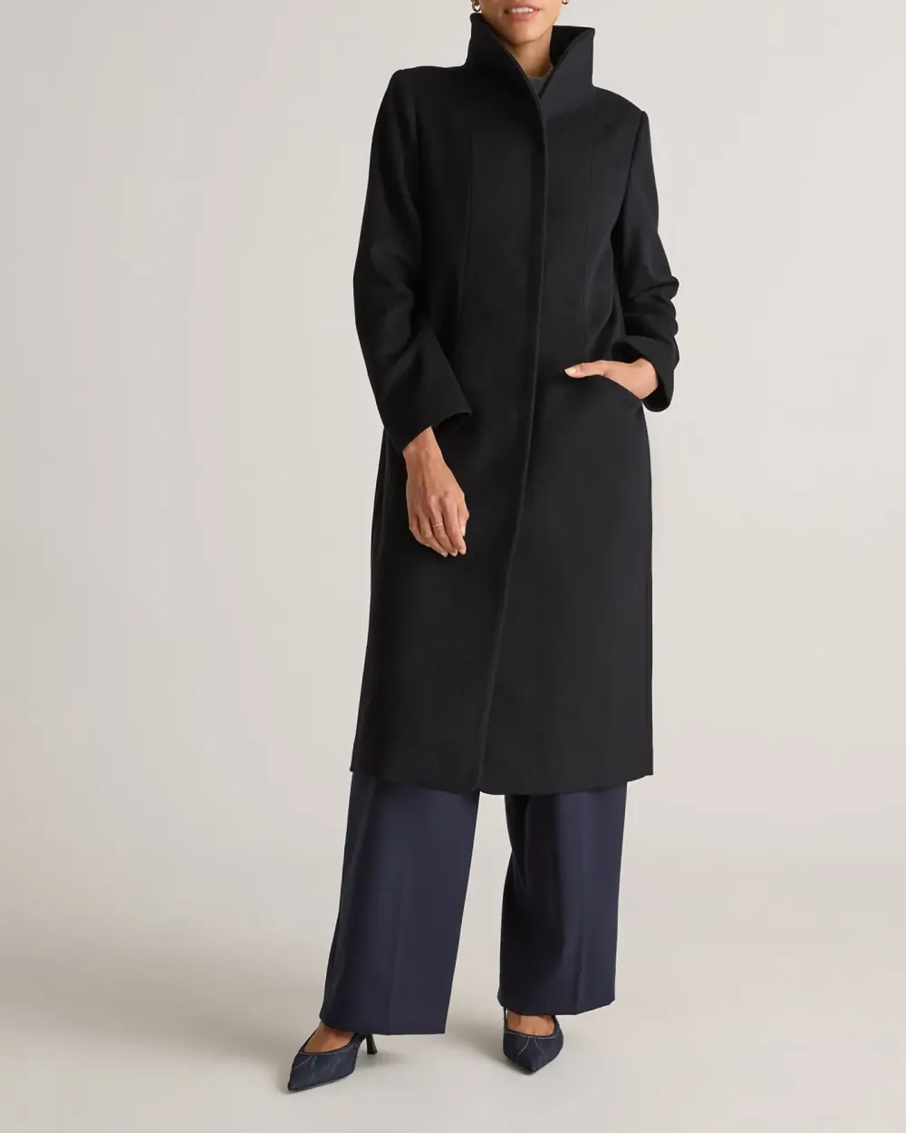 Stylish Shawl Collar Wool Long Cocoon Coat