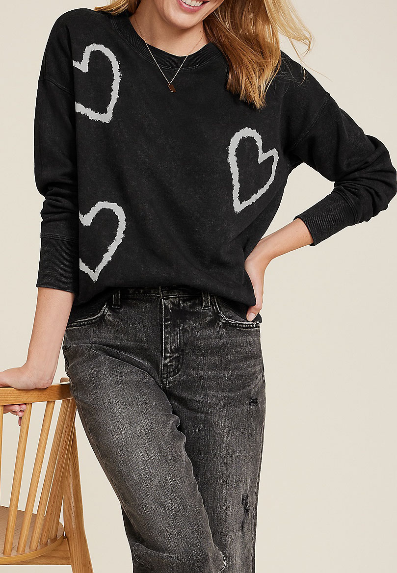 Scattered Hearts Relaxed Fit Sweatshirt