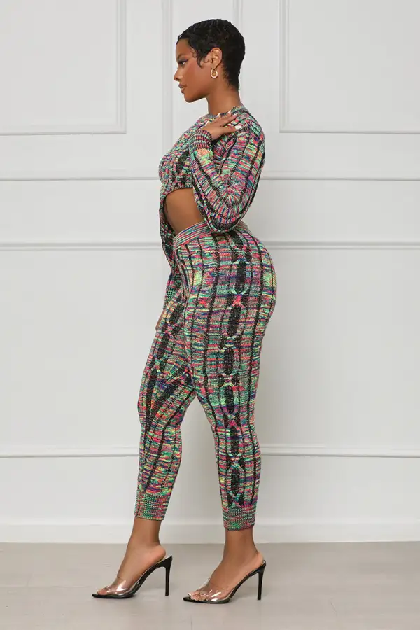 Artistic Feel Crop Pants Set (Black Multi)-FINAL SALE