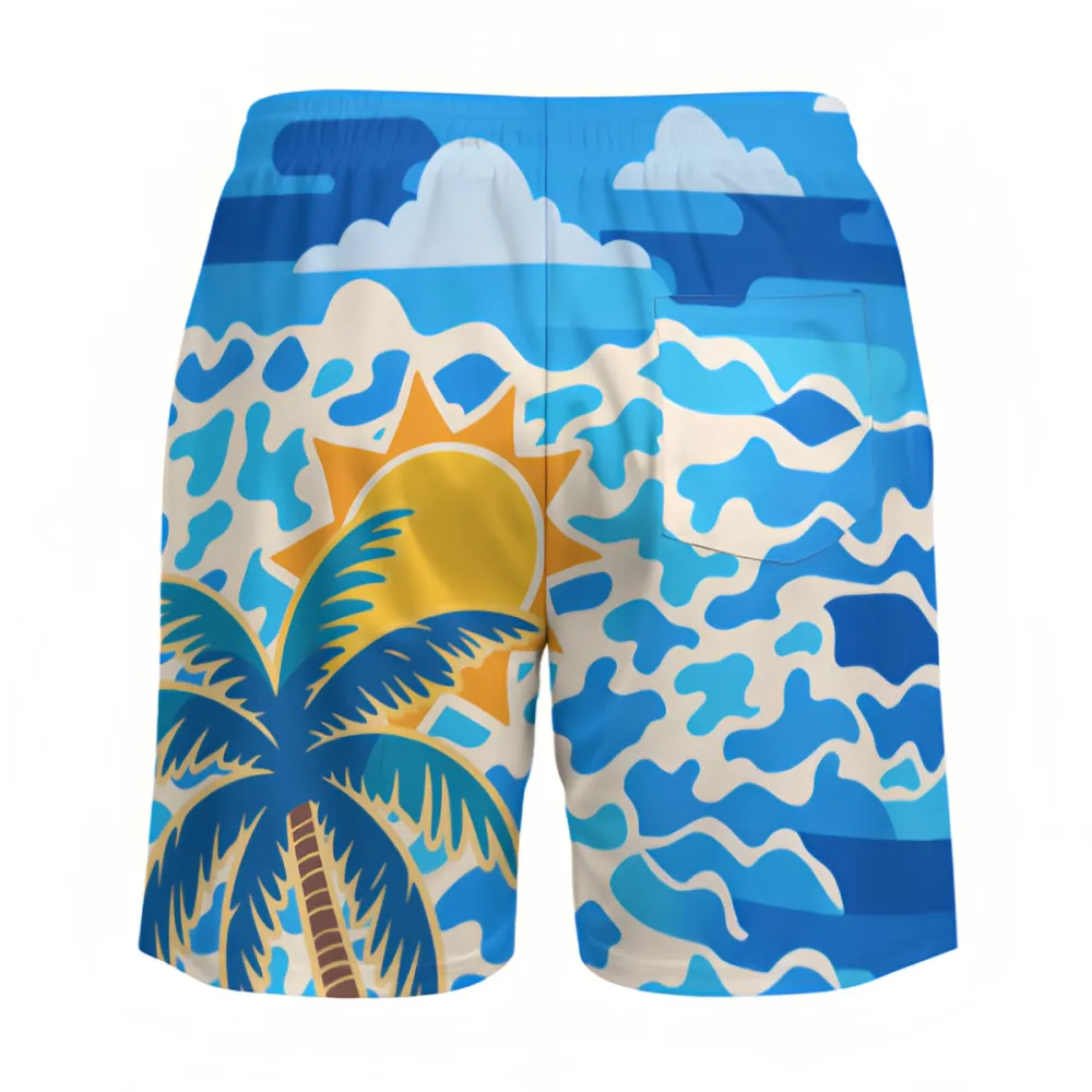 Coconut Tree Summer Sports Beach Shorts By The Sea
