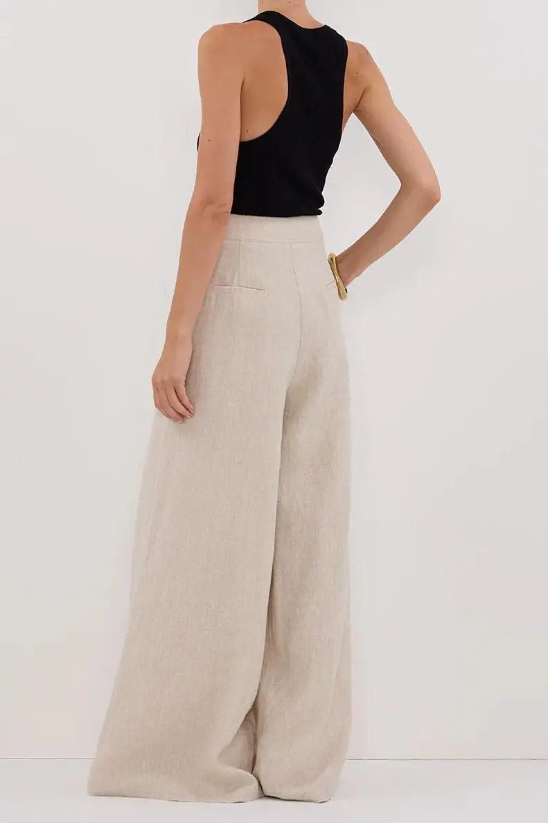 CODY NATURAL WIDE LINEN PANT