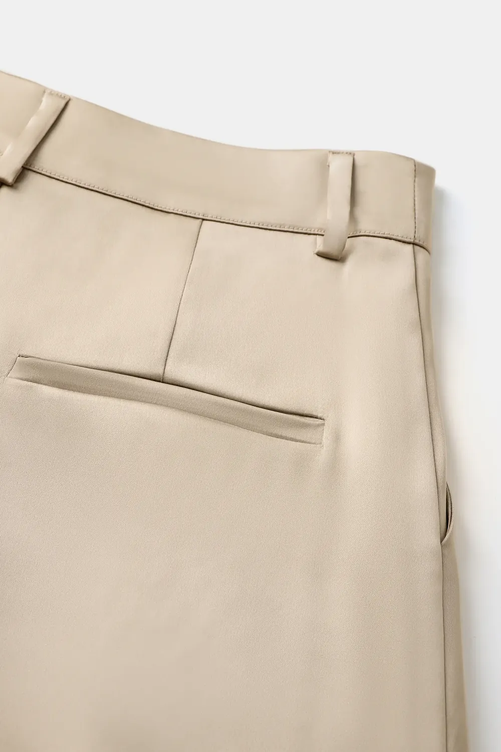 Champagne Satin Pleated Trousers