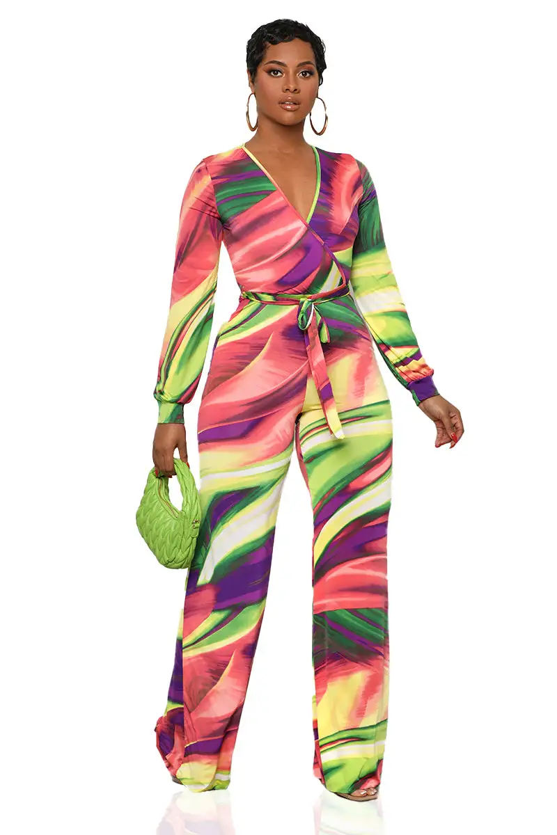 Vibrant Swirl Jumpsuit (Green Multi)-FINAL SALE